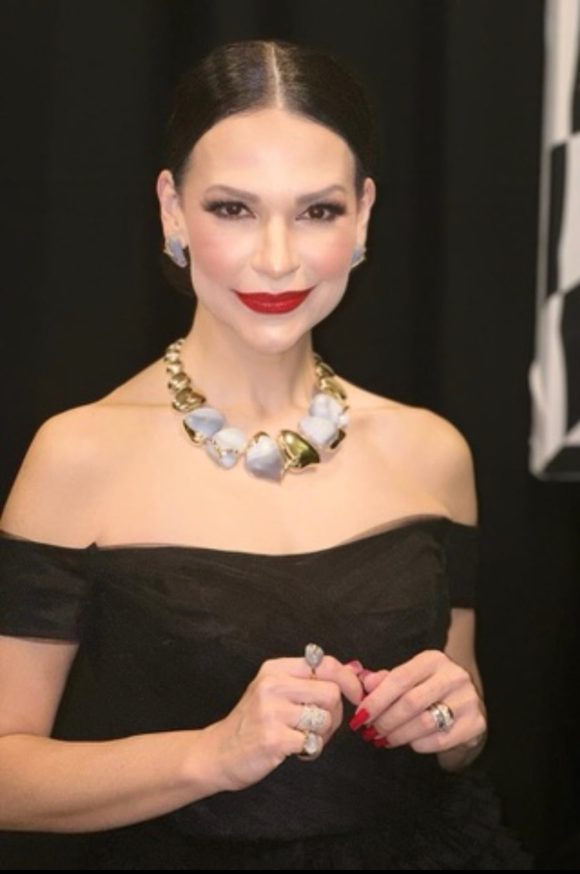 PAZ SET - GREY AGATE - NECKLACE - EARRING - EARRING SMAL - RING Size 8