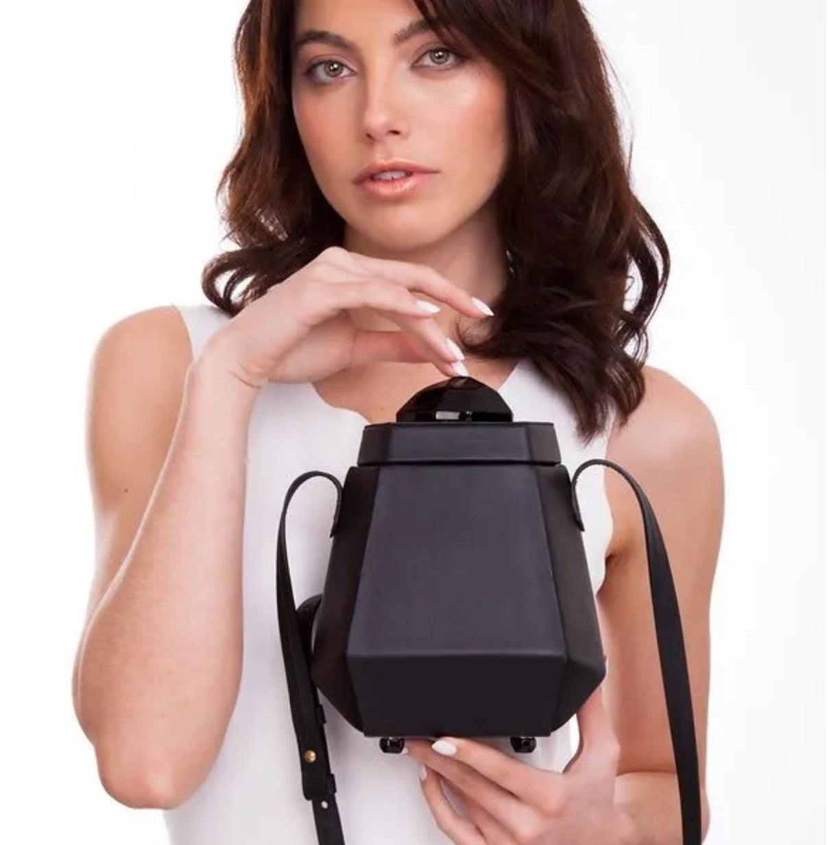 Jewelbox Bag- Collab Maria Dolores + Montefina - Black Obsidian / Leather Black